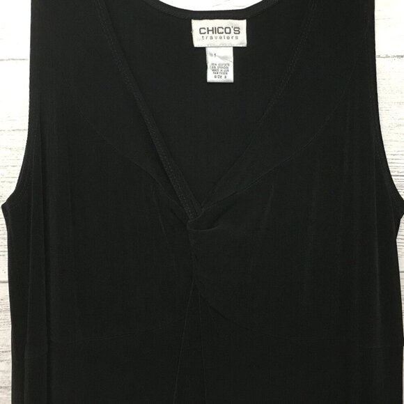 Chico's Travelers Black Sleeveless Dress Slinky Fabric No Iron size 12 - Picture 2 of 7